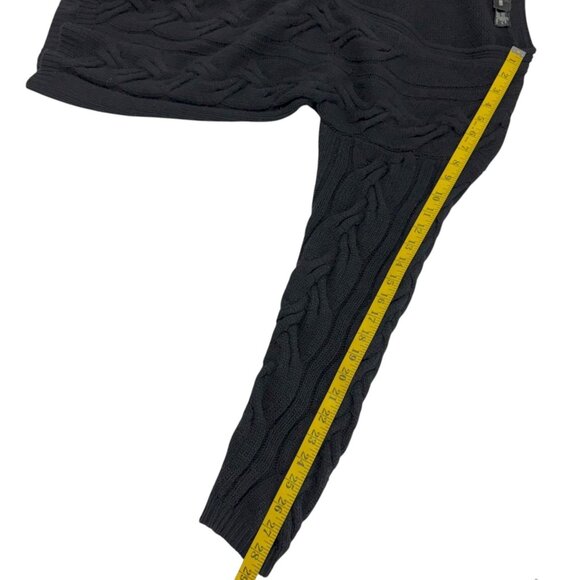 Paul Harris Lambswool Cardigan Sweater Black Cable Knit Womens Size M - Picture 6 of 9